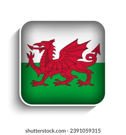 Vector Square Wales Flag Icon