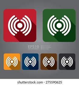 Vector : Square Wi-fi, Wifi Signal Long Shadow Style Icon, Label, Sticker, Sign or Banner