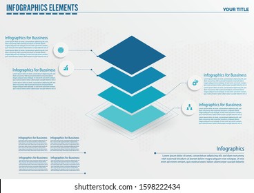 Vector squares 3D infographic, layers diagram chart, graph presentation. Business infographics startup concept with 4 options