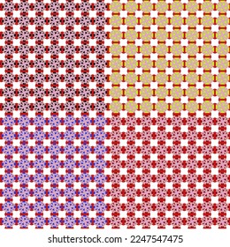 Vector squares lined up to form a big picture. Divided into four colors: yellow, dark red, red and purple.
