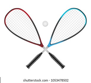 Vector squash or racketball crossed rackets with ball