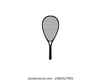 Vector squash racquet silhouette black icon. Ground game equipment. Squash racket silhouette, Racket silhouette. Vector simple flat graphic illustration. vector on a white background.