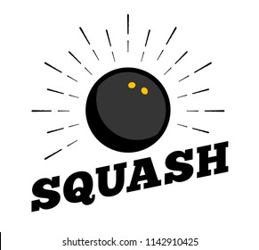 Vector squash sport ball logo icon sun burtst print hand drawn vintage line art design