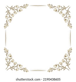 Vector squate floral frame. Greeting card or invitation template.