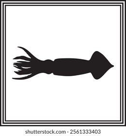  Vector squid fish silhouette on white background, fish silhouette.