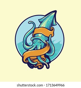 Vector squid Hand drawn mascot your design