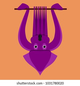 vector squid holding a stick to form a fantasy lyre