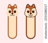 Vector Squirrel Bookmark Flat Design Illustration