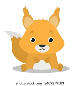 Vector squirrel. Cute animal character. Minimal cartoon design. Sutable for apps and animation.
