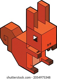 Vector of squirrel in Isometric Art style.