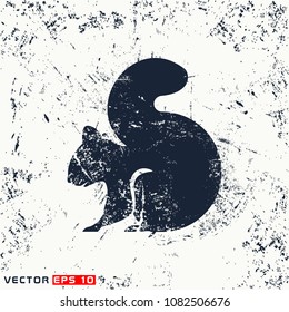 Vector squirrel silhouette on grunge background