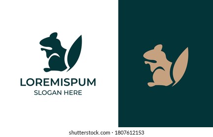 Vector squirrel silhouette view side for retro logos, emblems, badges, labels template vintage design element. Isolated for t shirt .Squirrel logo template vector illustration vintage minimal retro 15