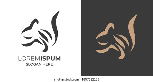 Vector squirrel silhouette view side for retro logos, emblems, badges, labels template vintage design element. Isolated for t shirt .Squirrel logo template vector illustration vintage minimal retro 