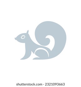 Vector squirrel silhouette view side for retro logos, emblems, badges, labels template vintage design element. Isolated on white background