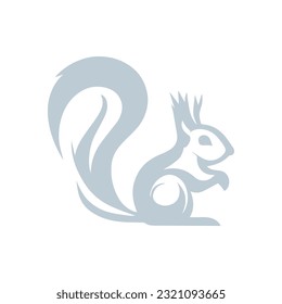 Vector squirrel silhouette view side for retro logos, emblems, badges, labels template vintage design element. Isolated on white background