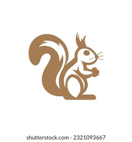 Vector squirrel silhouette view side for retro logos, emblems, badges, labels template vintage design element. Isolated on white background