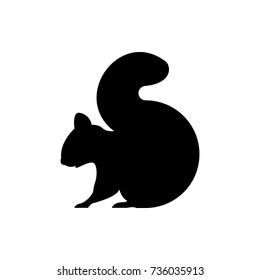 Vector squirrel silhouette view side for retro logos, emblems, badges, labels template vintage design element. Isolated on white background