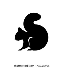 Vector squirrel silhouette view side for retro logos, emblems, badges, labels template vintage design element. Isolated on white background