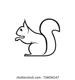 Vector squirrel silhouette view side for retro logos, emblems, badges, labels template vintage design element. Isolated on white background