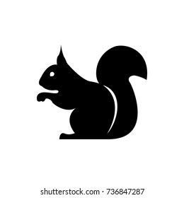 Vector squirrel silhouette view side for retro logos, emblems, badges, labels template vintage design element. Isolated on white background