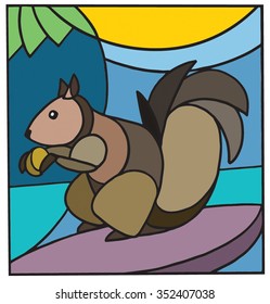 vector squirrel stained glass