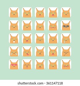 Vector squirrels emoticons.Can be used in web design, printed on fabric/paper, as a background, or as an element in a composition