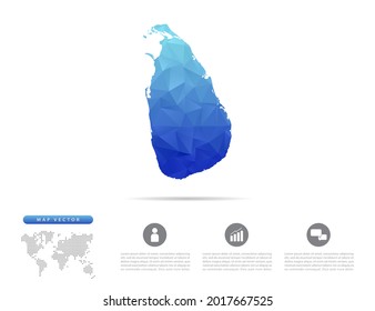Vector Sri Lanka mapa mosaico triángulo de polígono azul para presentación. Concepto creativo para infografía.
