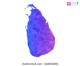 Vector Sri Lanka mapea el colorido mosaico triángulo de polígono con fondo blanco. degradado de estilo.