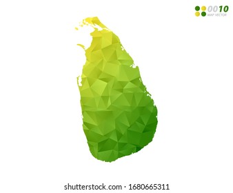 Vector Sri Lanka map green and yellow polygon triangle mosaic with white background. style gradient.