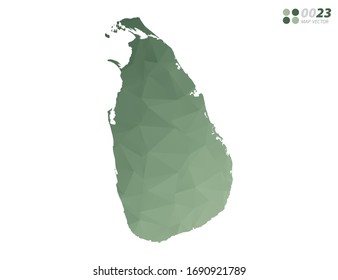 Vector of Sri Lanka map green polygon triangle mosaic with white background. style gradient.