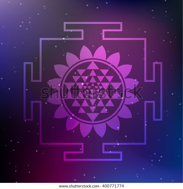 Vector Sri Yantra Illustration Lotus Flower Stock Vector (Royalty Free