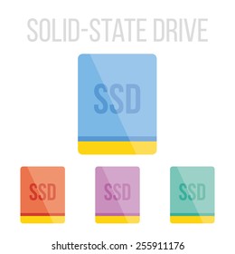 Vector SSD icons set. Isolated on white background.