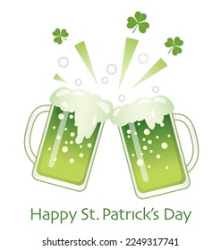 Vector St. Patrick’s Day Beer Toast Illustration Isolated On A White Background. 
