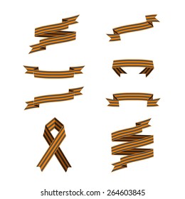 Vector St. George ribbons on white background. Symbol of heroism. Victory day symbol.