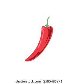 Vector st illustration of a spicy chilli peppers with white flame. Cartoon red chilli for mexican or thai food. Devil chili