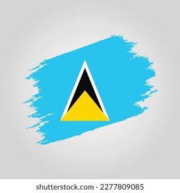Vector ST Lucia flag Brush stroke with grunge background template