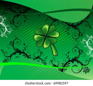 Vector St Patrick's Day Background with shamrock and scrolls.