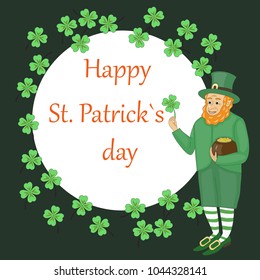 vector of St. Patricks day banner with Leprechaun and clover