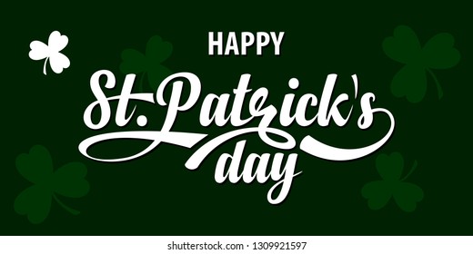 Vector St. Patricks day calligraphic text on green background