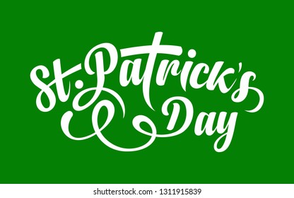 Vector St. Patricks day calligraphic text on green background