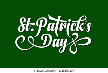 Vector St. Patricks day calligraphic text on green background