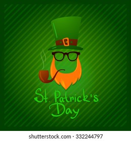 vector St. Patrick's Day character leprechaun with green hat Irish man