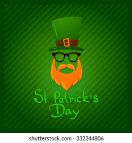 vector St. Patrick's Day character leprechaun with green hat Irish man