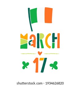 Vector St. Patrick's Day clipart with traditional Irish color and festive elements for stickers, posters, greeting cards, t-shirts, decoration.