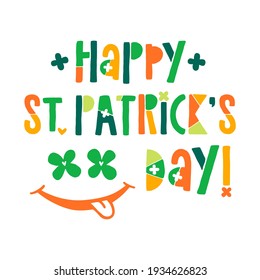 Vector St. Patrick's Day clipart with traditional Irish color and festive elements for stickers, posters, greeting cards, t-shirts, decoration.