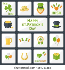 Vector St. Patricks Day icons set for web,illustrations and design elements in flat style