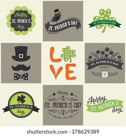 Vector St. Patricks Day set with typographic design elements.