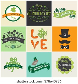 Vector St. Patricks Day set with typographic design elements.