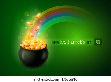 Vector St. Patrick's Day symbol. Pot of Gold. Elements are layered separately in vector file.