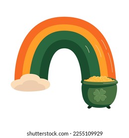 Vector st. patricks day symbol illustration with a rainbow, and a pot of gold.